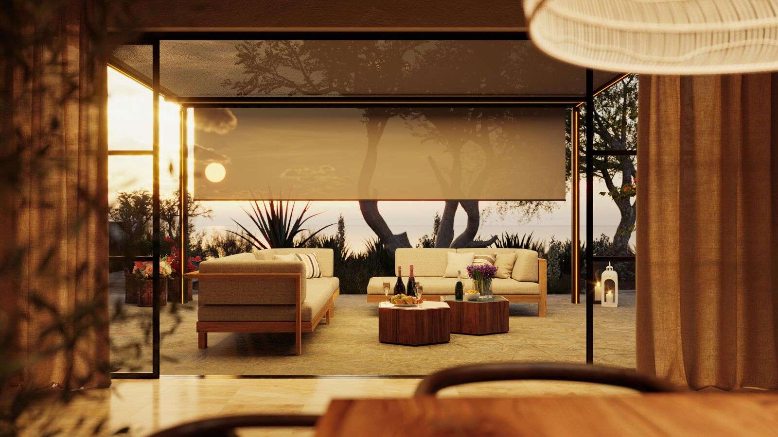 pergola b128 horiztonale avec lambrequin