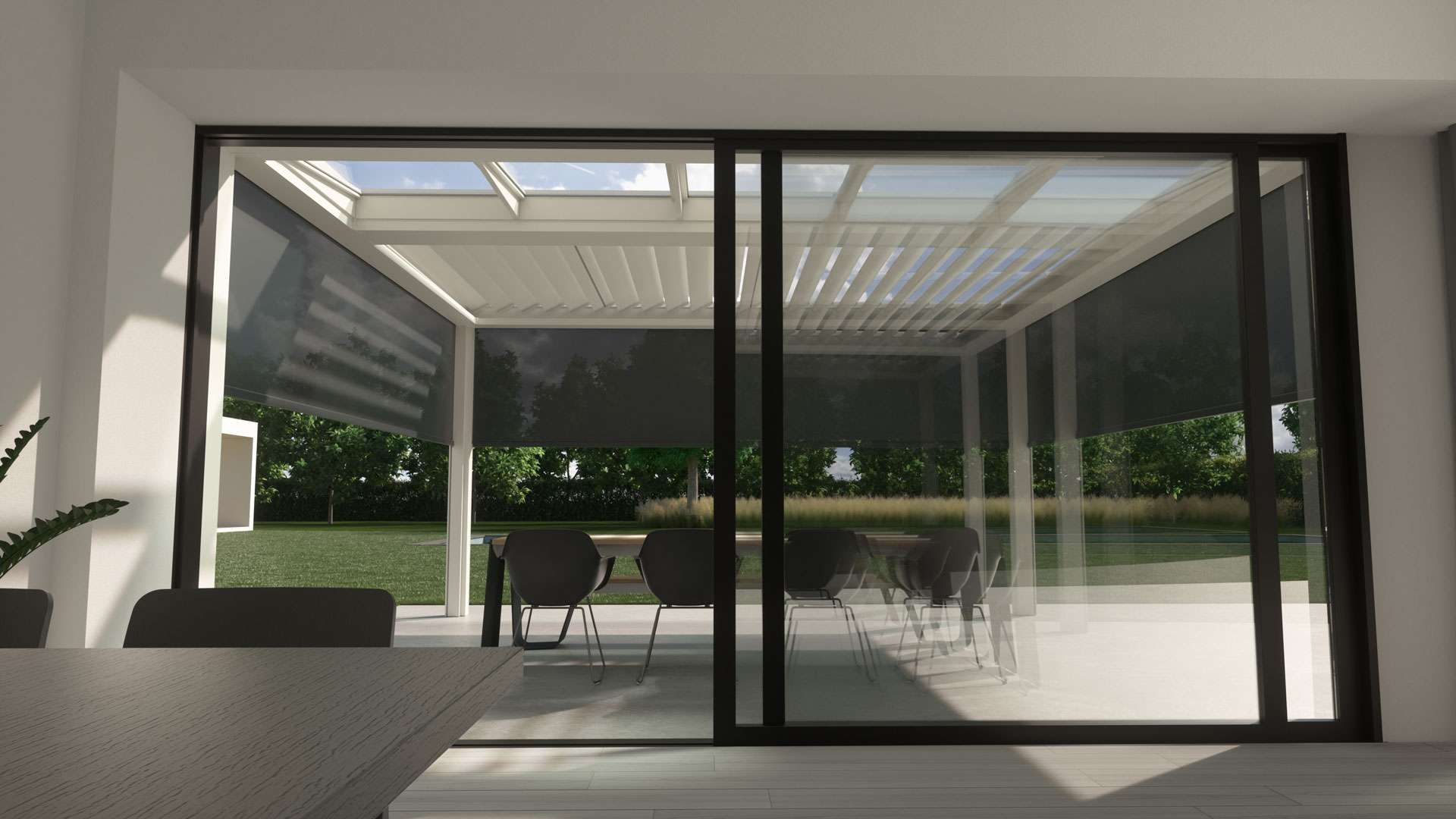 pergola b720 toit en verre et lames orientables